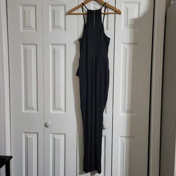 BCBGeneration Black White Plunge Wrap Drape Pockets Sleeveless Jumpsuit - Picture 3 of 14